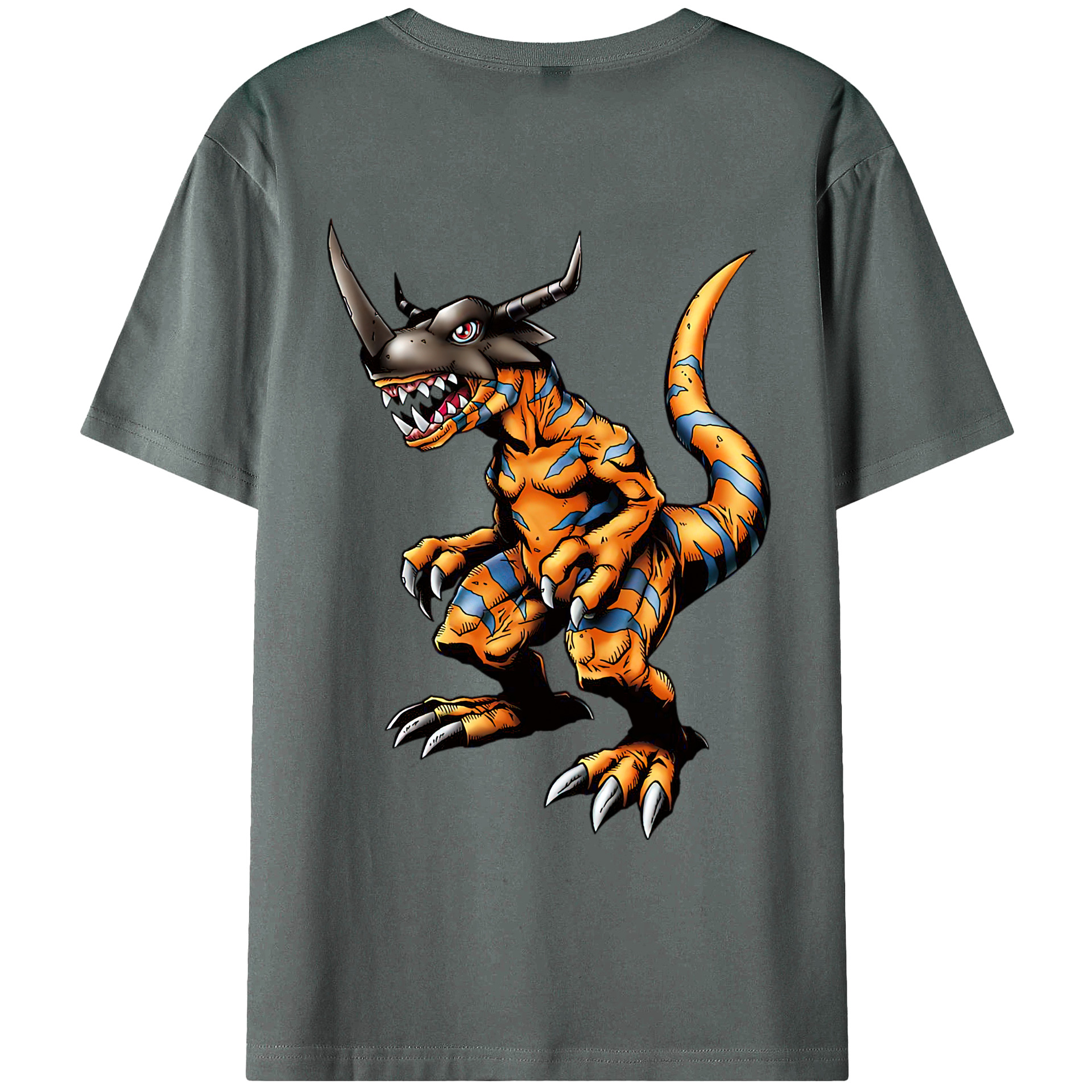 （画像用） Digimon デジタルモンスター/デジモン 綿100％ メンズ半袖Tシャツ（バックプリント） 通気性
